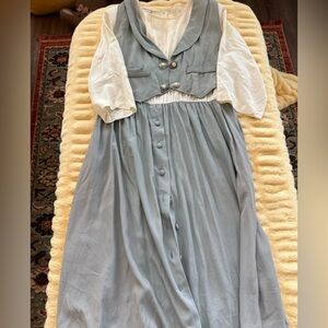 Vintage Adrian Jordan Dress Set Womens 18W Gray Button Front Midi Vest Cottageco